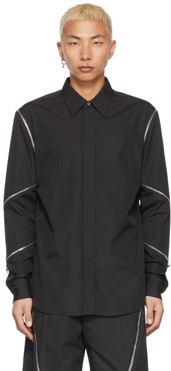 Alexander McQueen Black Cotton Zip Shirt Alexander McQueen
