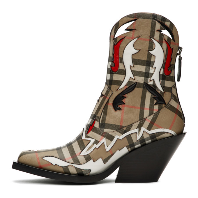 Burberry Beige Check Matlock Boots Burberry