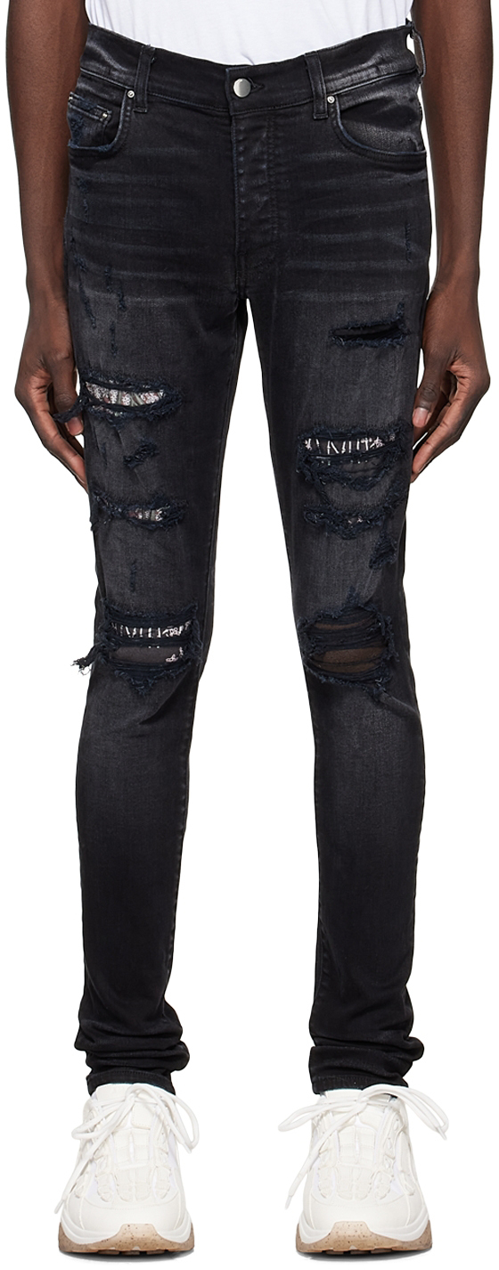 AMIRI Black Hibiscus Artpatch Jeans Amiri