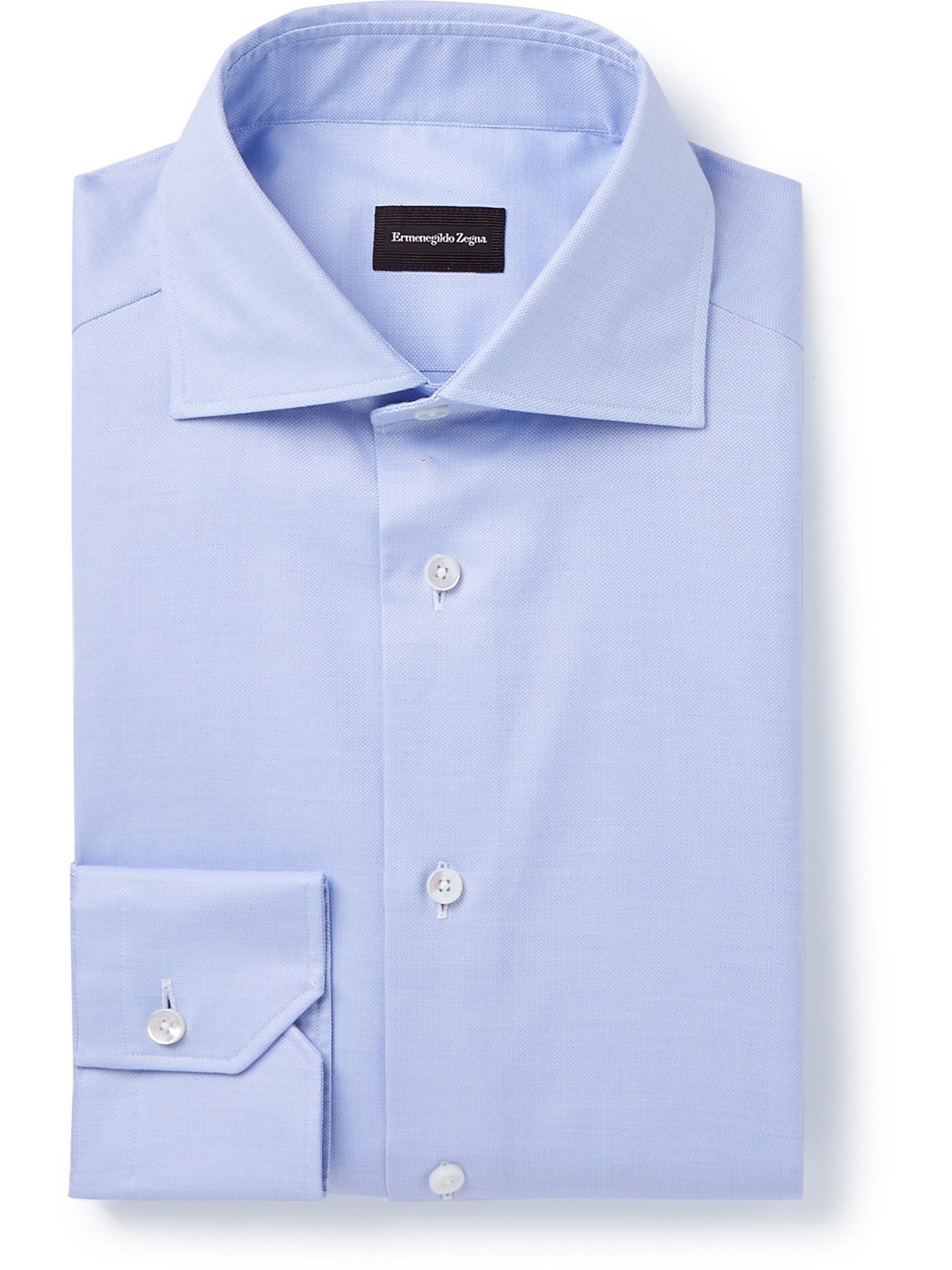Cutaway-Collar Cotton-Jacquard Shirt 