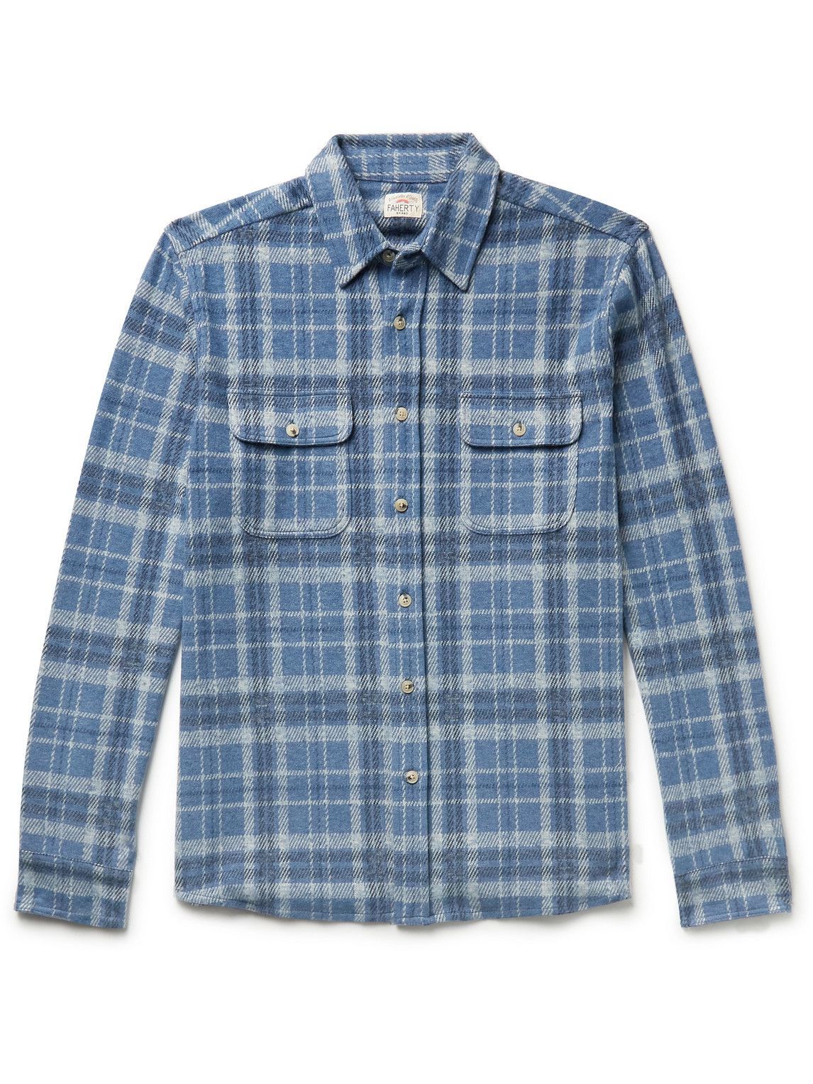 Faherty Legend Checked Flannel Shirt Blue Faherty