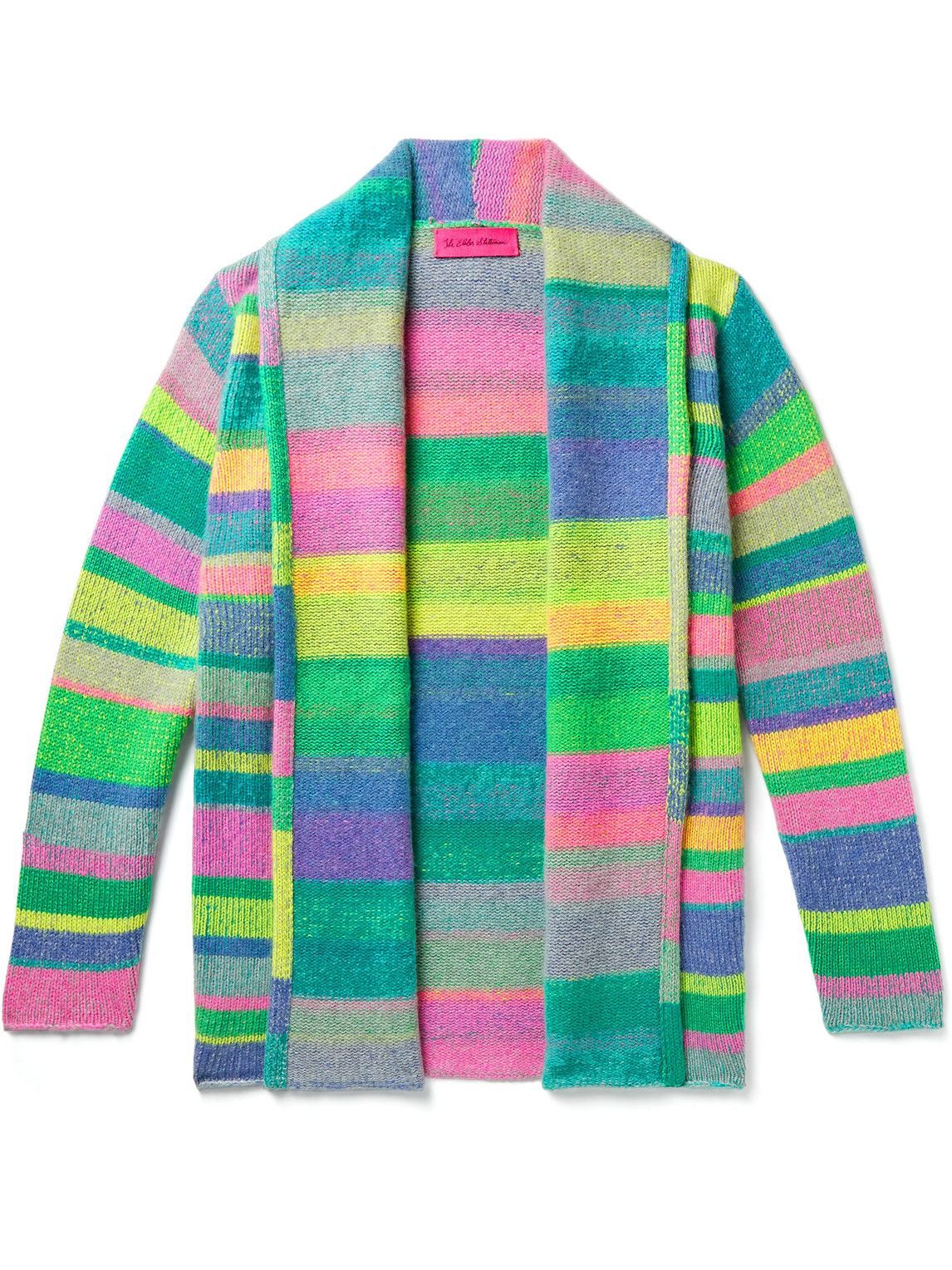 the elder statesman striped cashmere cardigan