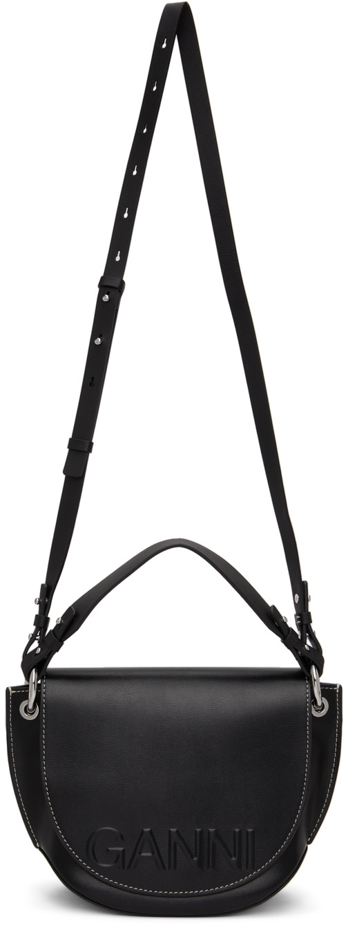 GANNI Black Banner Large Saddle Bag GANNI