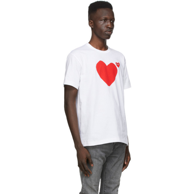 Comme des Garcons Play White Front and Back Heart T-Shirt Comme des Garcons  Play
