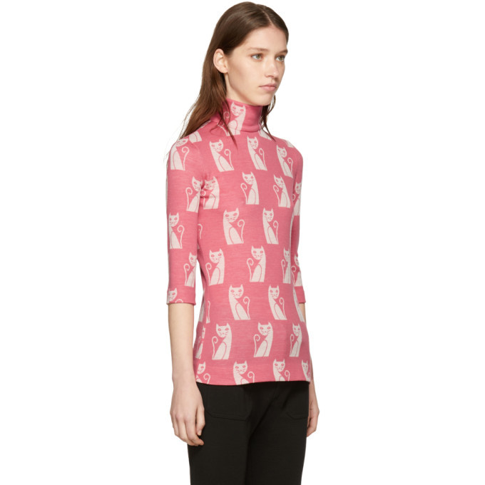 Miu Miu Pink Cat Motif Sweater Miu Miu
