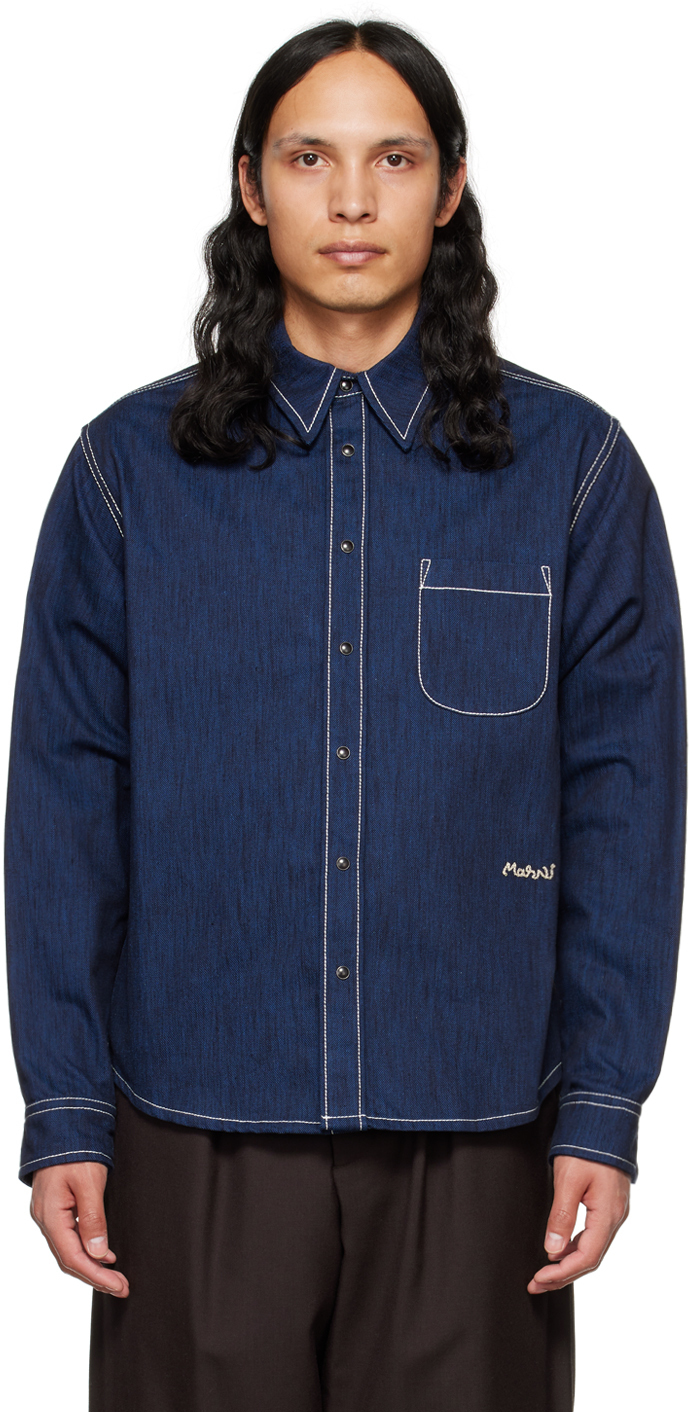 Photo: Marni Blue Embroidered Denim Shirt
