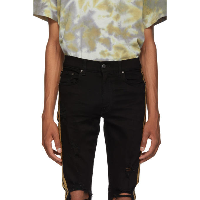 Gold Glitter Track Jeans Amiri