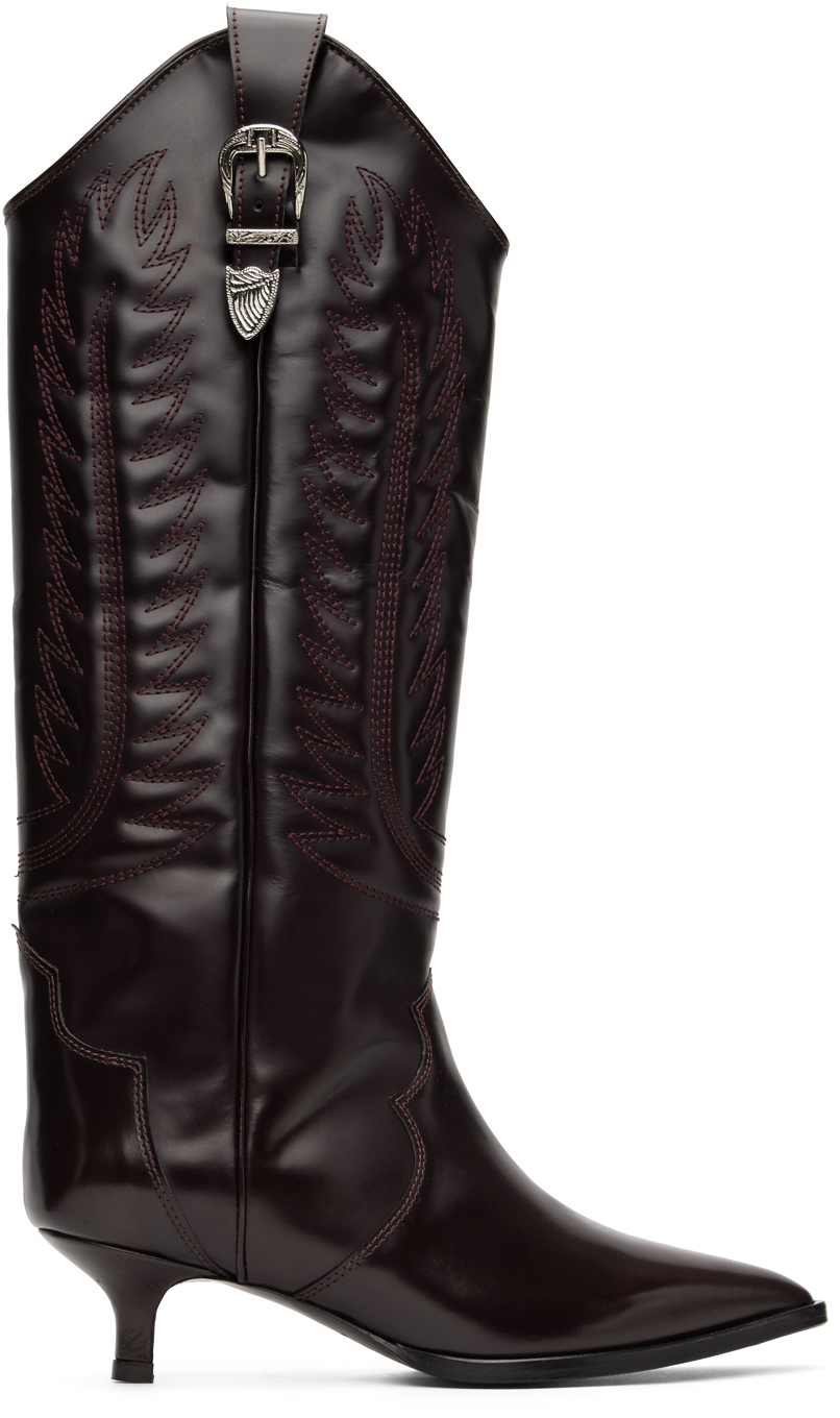 Toga Pulla Burgundy Western Tall Boots Toga Pulla