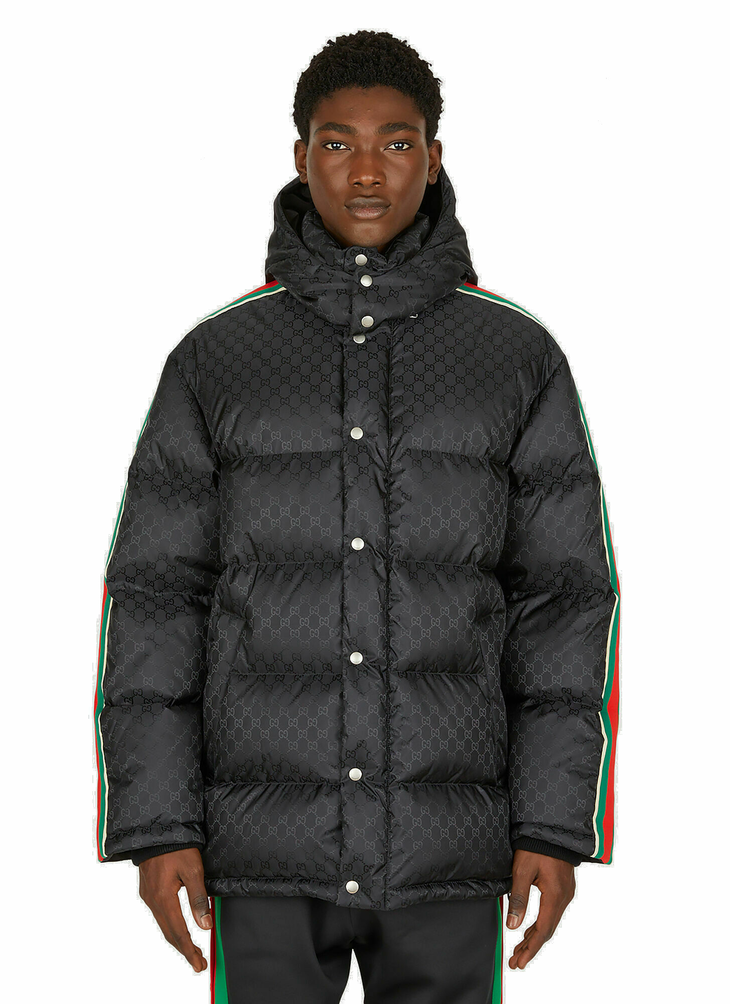 GG Hooded Puffer Jacket in Black Gucci