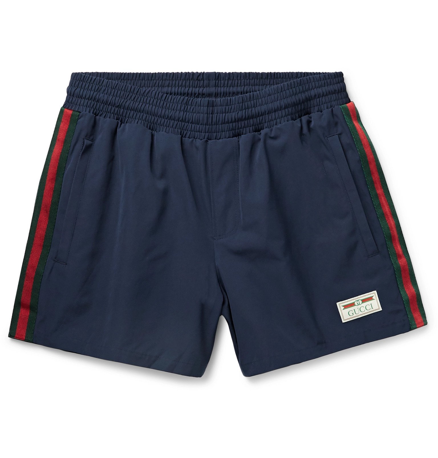 Gucci MidLength WebbingTrimmed Swim Shorts Blue Gucci