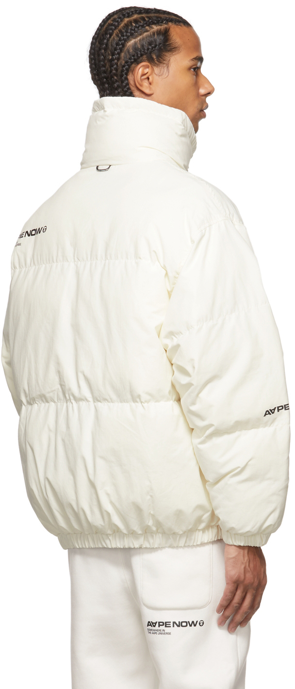 AAPE by A Bathing Ape Off-White Logo Puffer Jacket AAPE by A