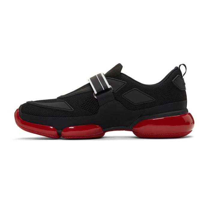 prada black and red shoes