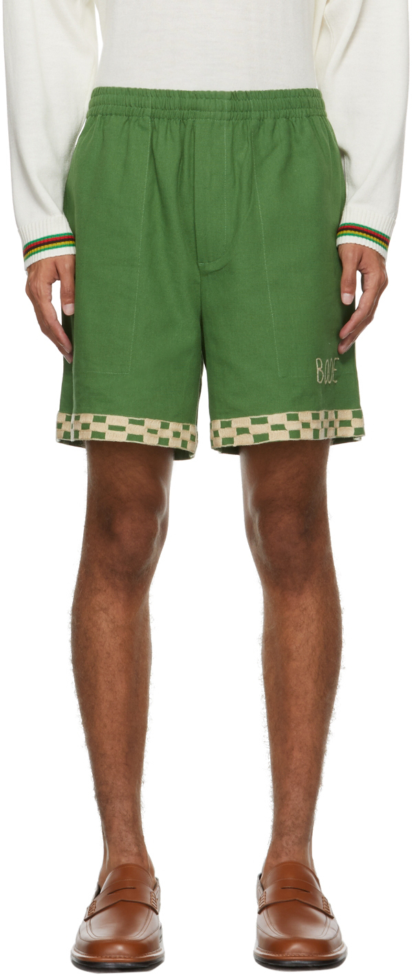 Bode Green Checkerboard Rugby Shorts Bode