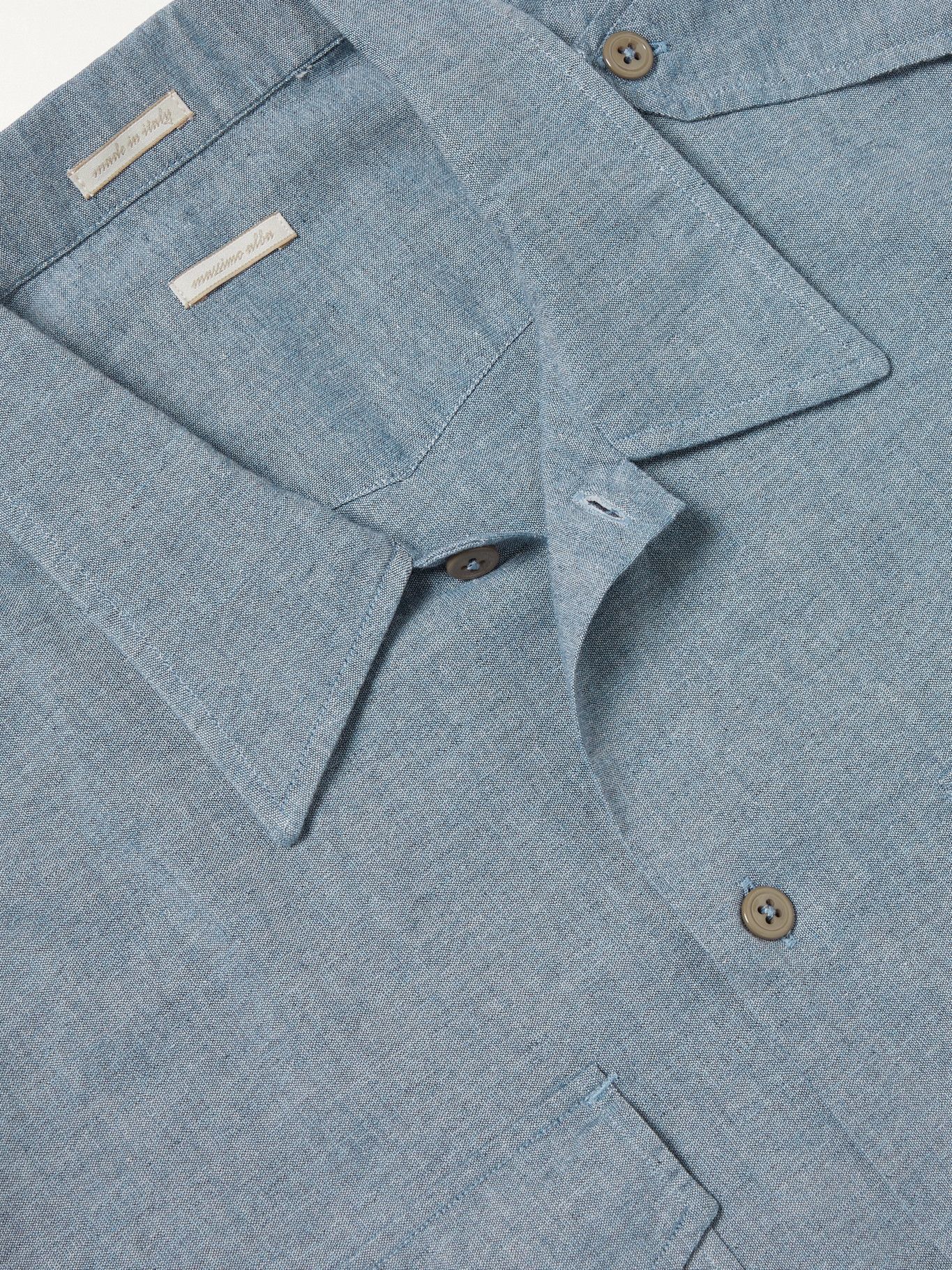 Massimo Alba - Army Convertible-Collar Cotton-Chambray Shirt - Blue ...