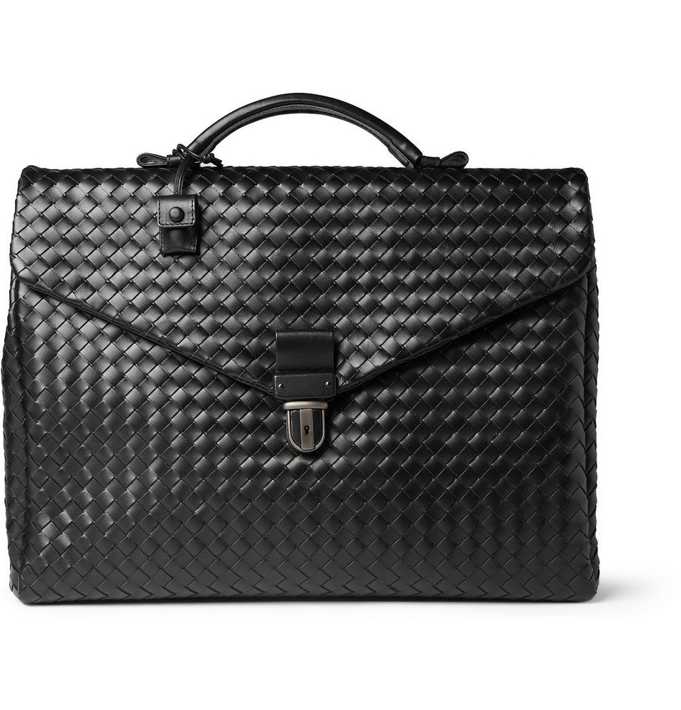 Bottega Veneta Intrecciato Hydrology Leather Briefcase in Black for Men Mens Bags Briefcases and laptop bags 
