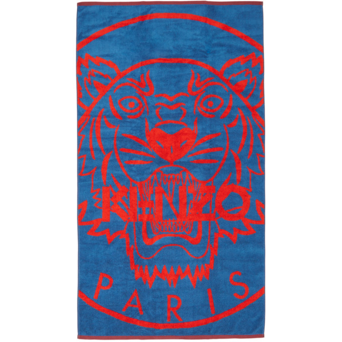 Kenzo Blue and Red Tiger Beach Towel Kenzo