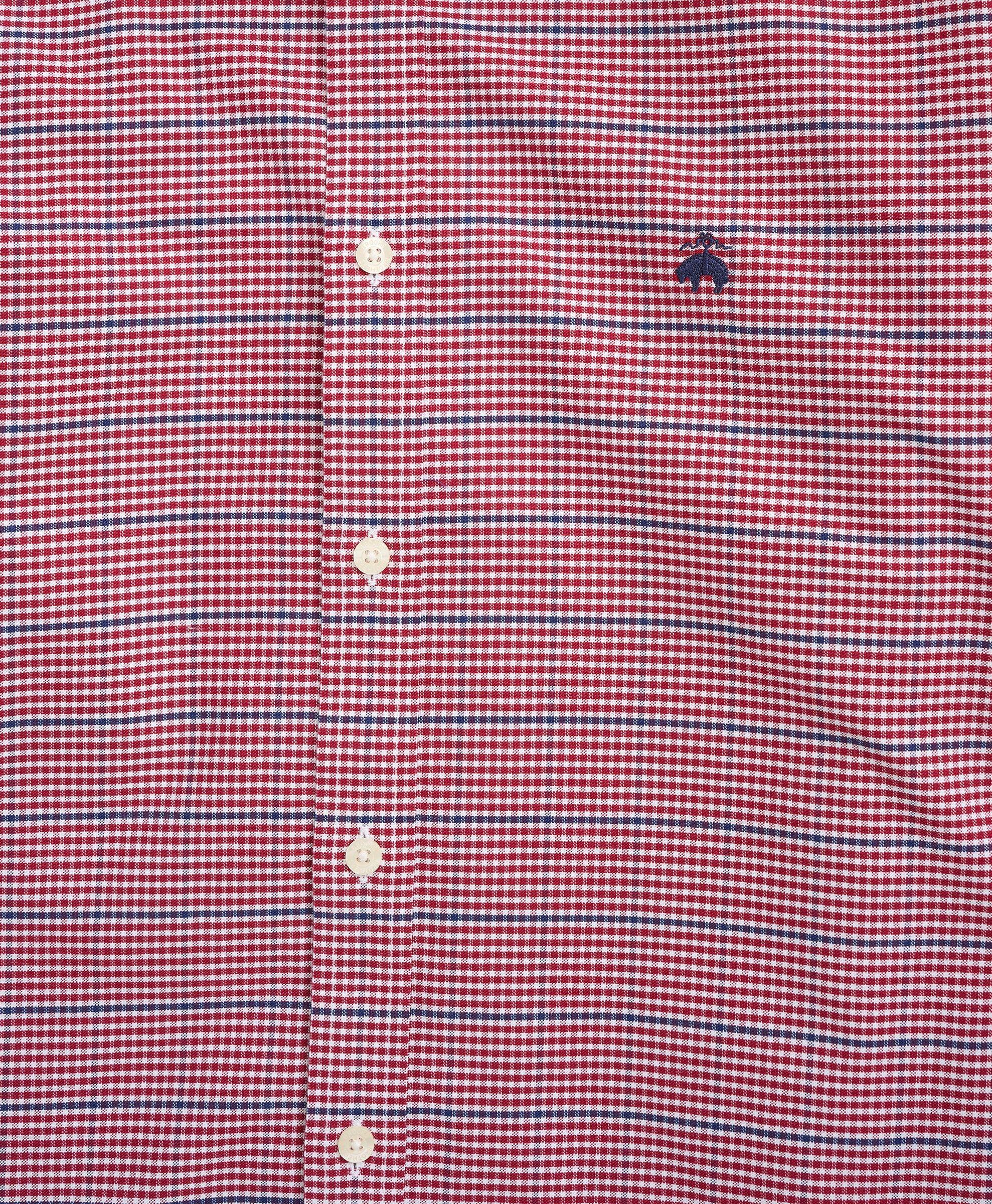 Brooks Brothers Men's Stretch Regent Regular-Fit Sport Shirt, Non-Iron Oxford Button Down Collar Microcheck | Burgundy