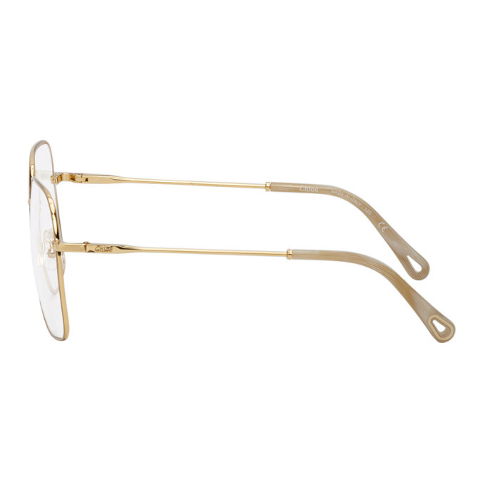 chloe gold metal square sunglasses