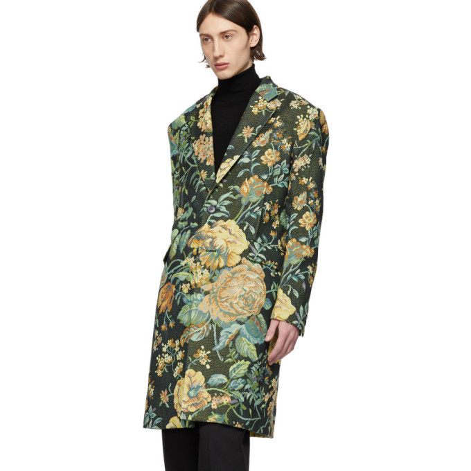 green patterned coat