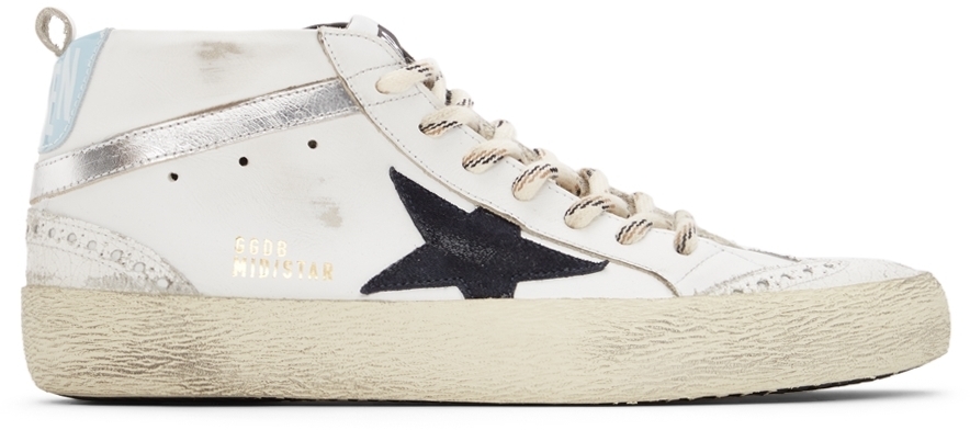 Golden Goose White & Black Mid Star Classic Sneakers Golden Goose ...