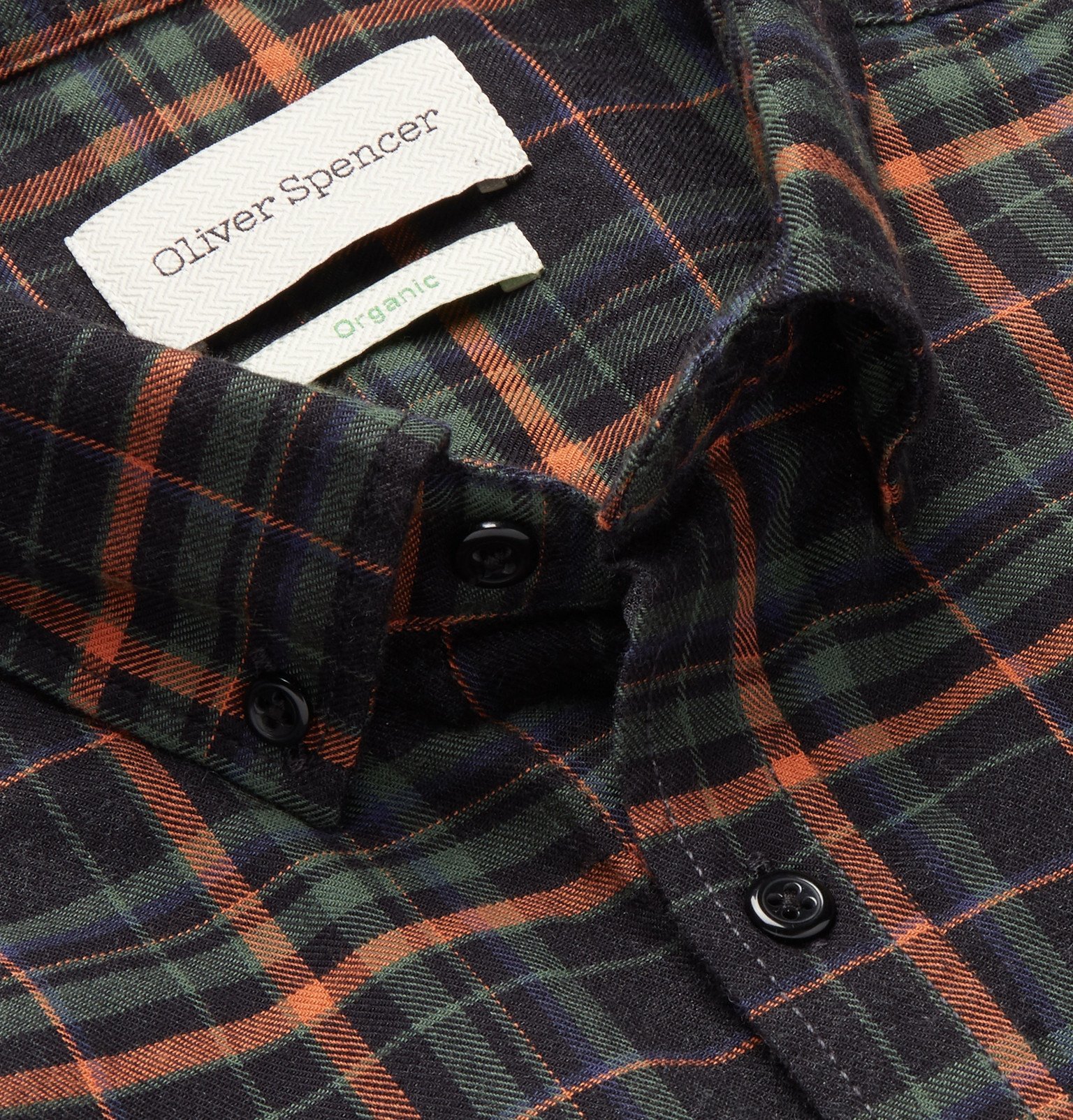 Oliver Spencer - Button-Down Collar Checked Organic Cotton-Blend Flannel Shirt - Multi