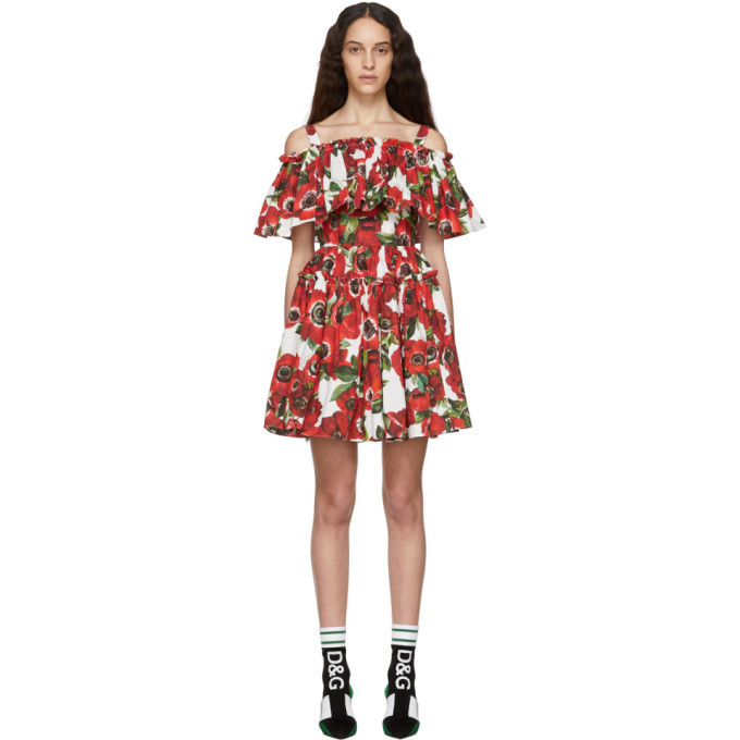 Dolce and Gabbana Multicolor Anemone Ruffle Dress Dolce & Gabbana