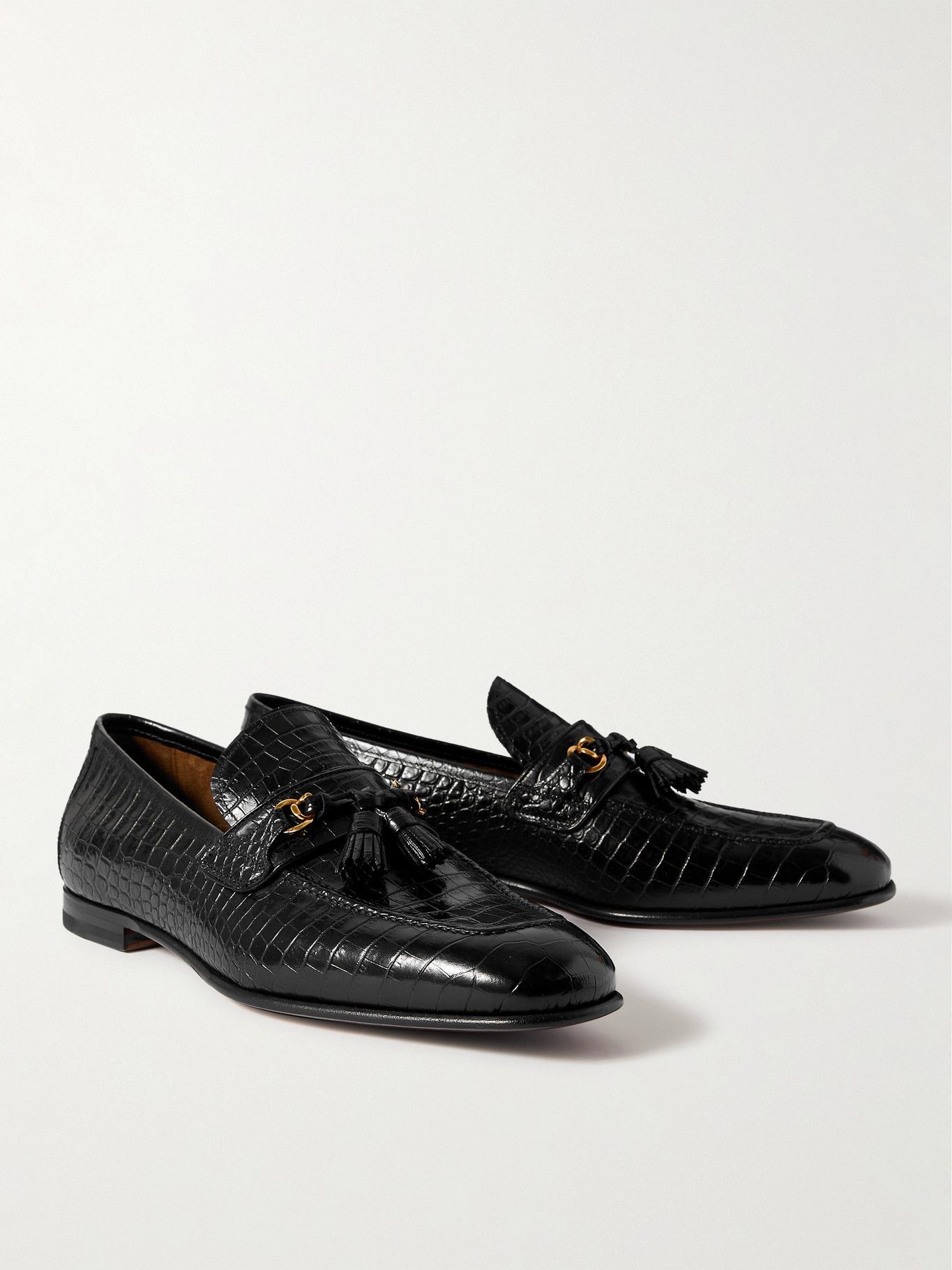 TOM FORD - Sean Croc-Effect Leather Tasselled Loafers - Black TOM FORD