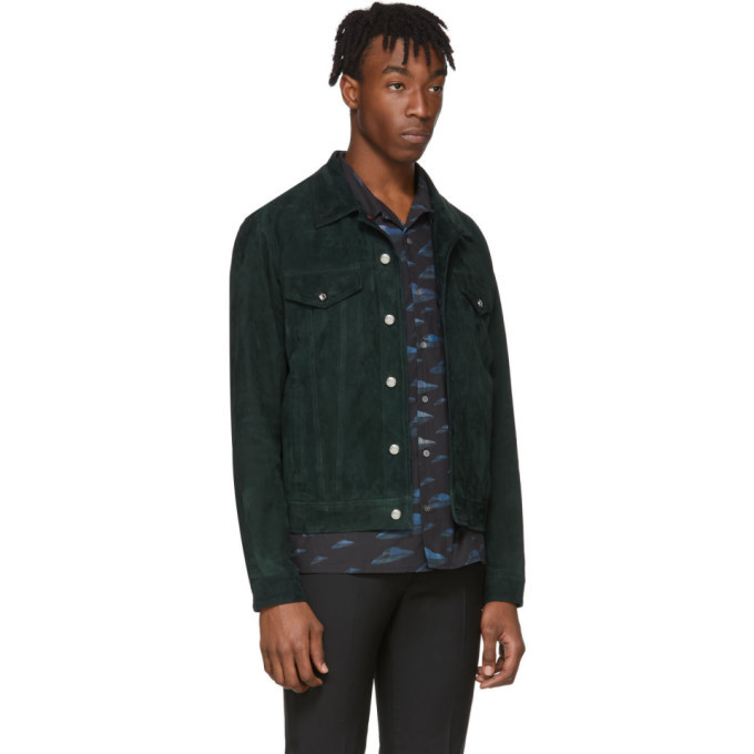 green suede trucker jacket