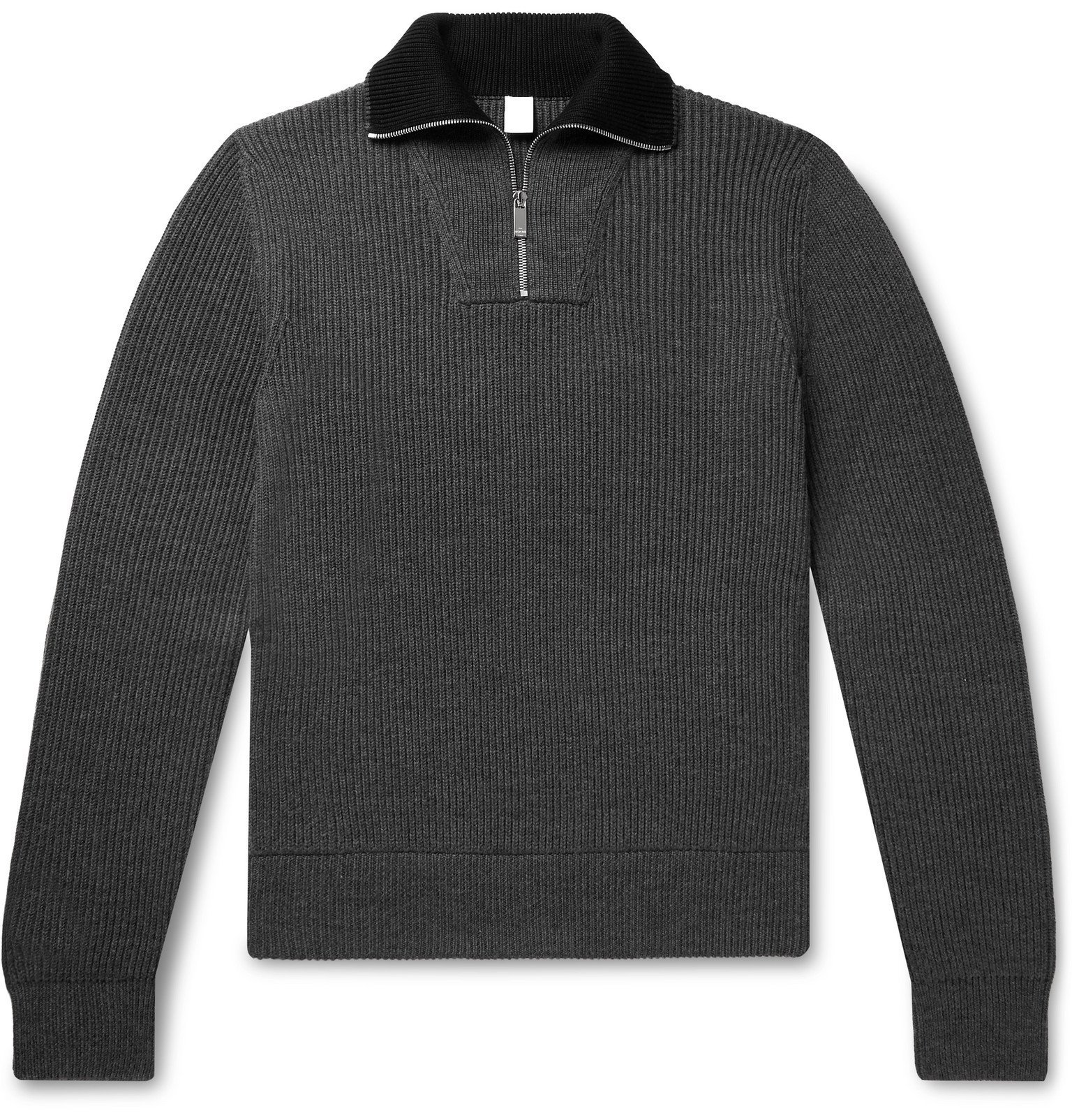 Berluti - Ribbed Wool and Cashmere-Blend Half-Zip Sweater - Gray Berluti