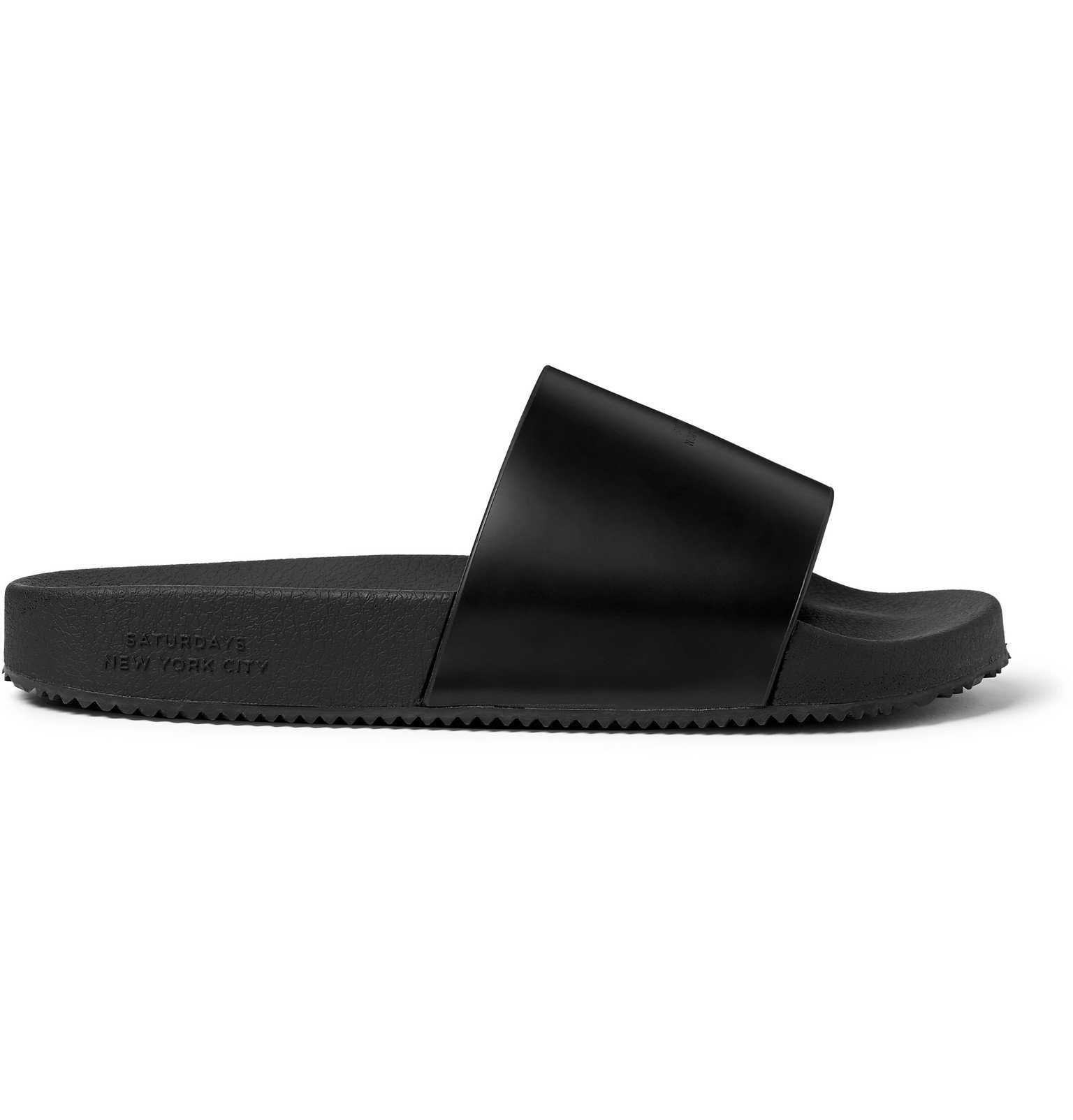 Saturdays NYC - Banya Logo-Debossed Leather Slides - Black Saturdays NYC