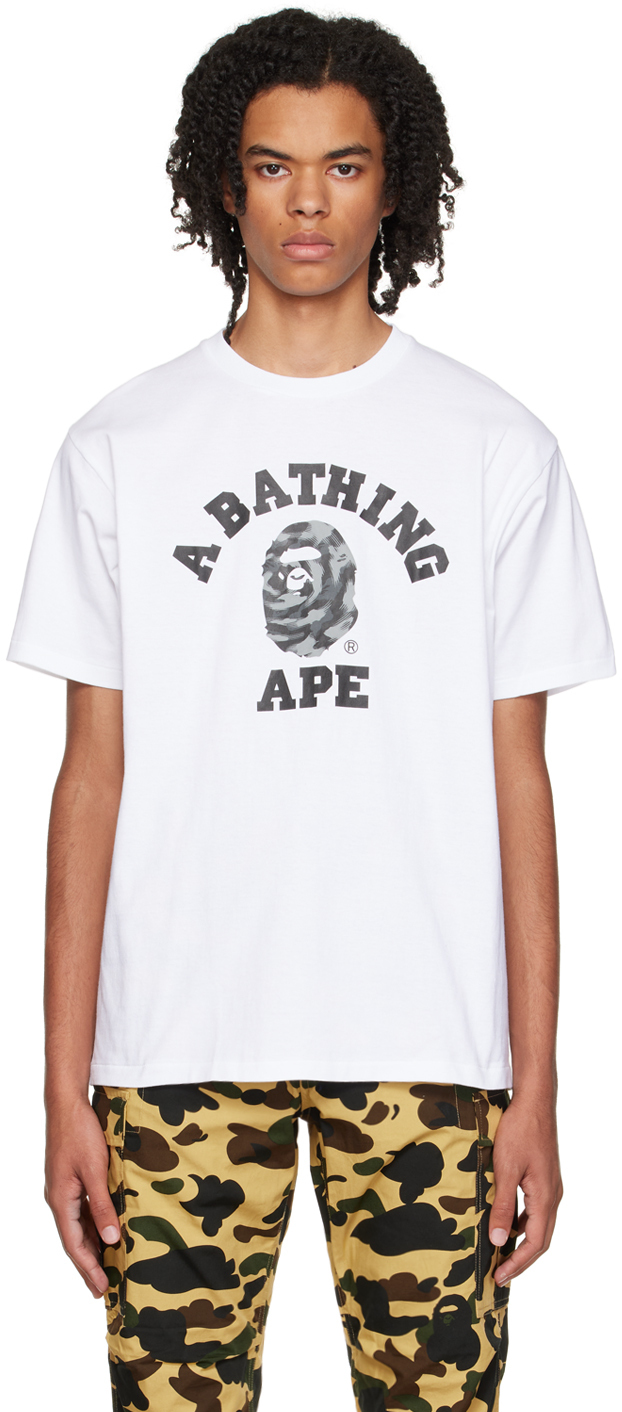 BAPE White ABC Camo College T-Shirt A Bathing Ape