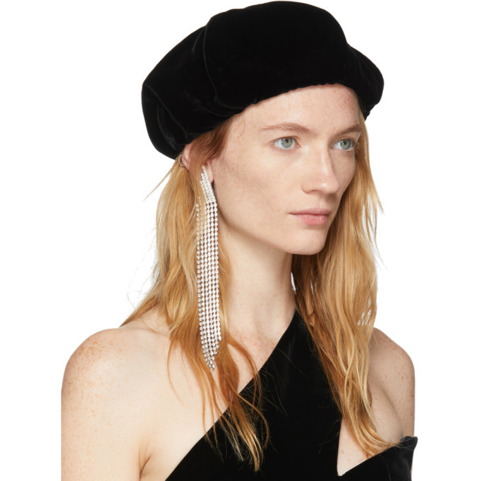 Saint Laurent Black Velour Beret Saint 