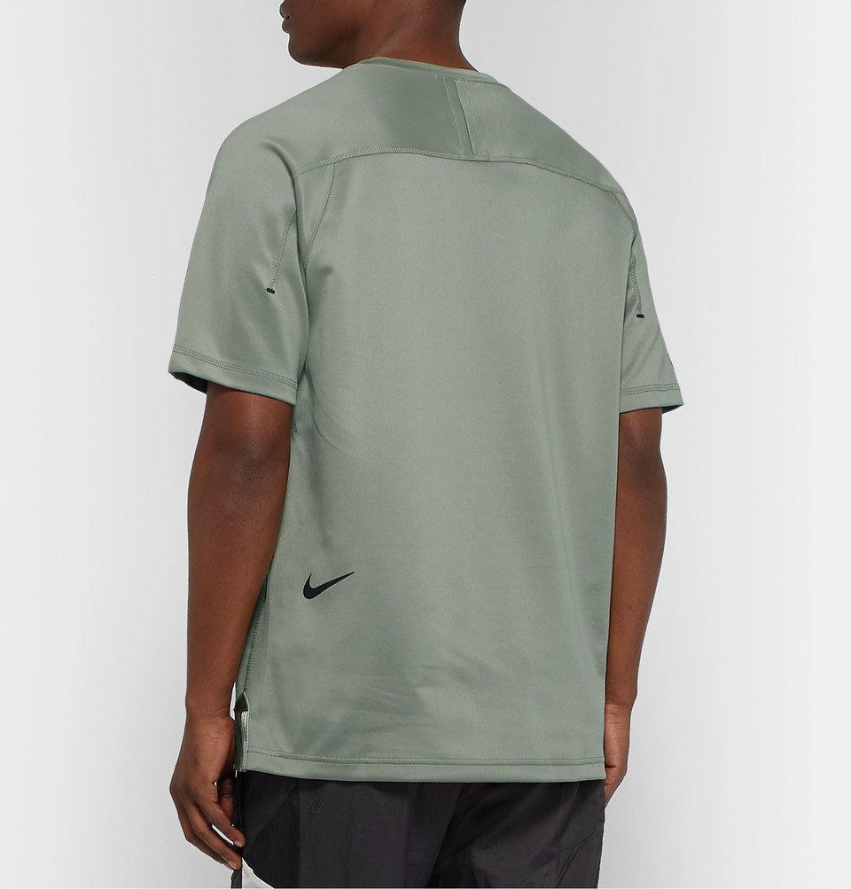 Nike Sportswear Tech Pack LogoAppliquéd TechJersey TShirt Army