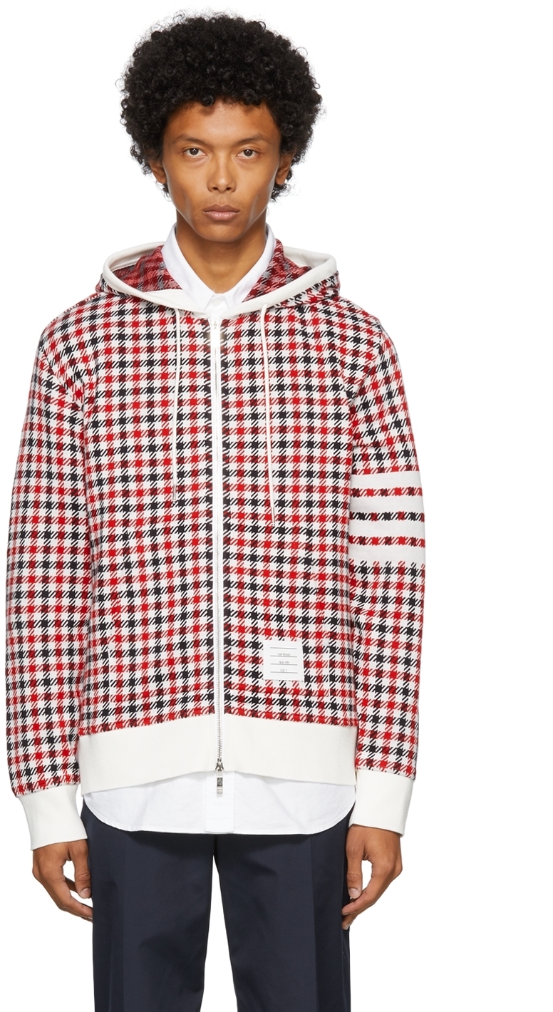 Thom Browne Multicolor Gun Club Check 4-Bar Zip-Up Hoodie Thom Browne