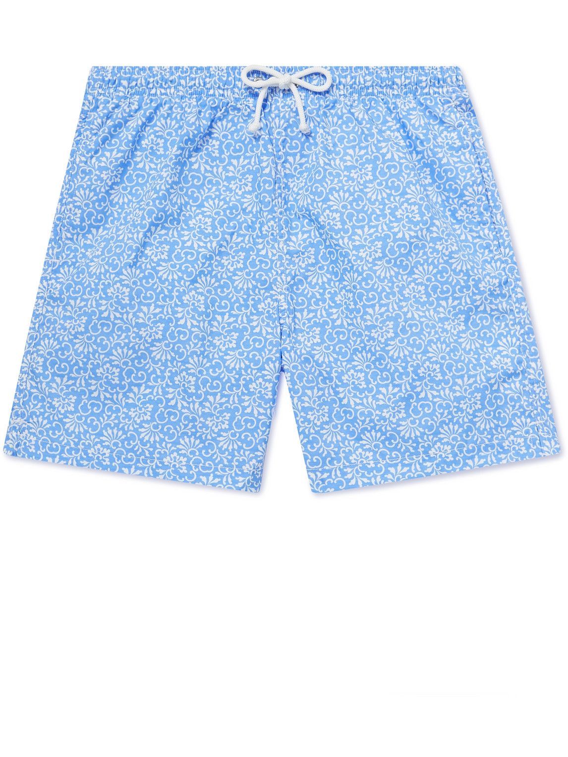Photo: Anderson & Sheppard - Mid-Length Floral-Print Swim Shorts - Blue