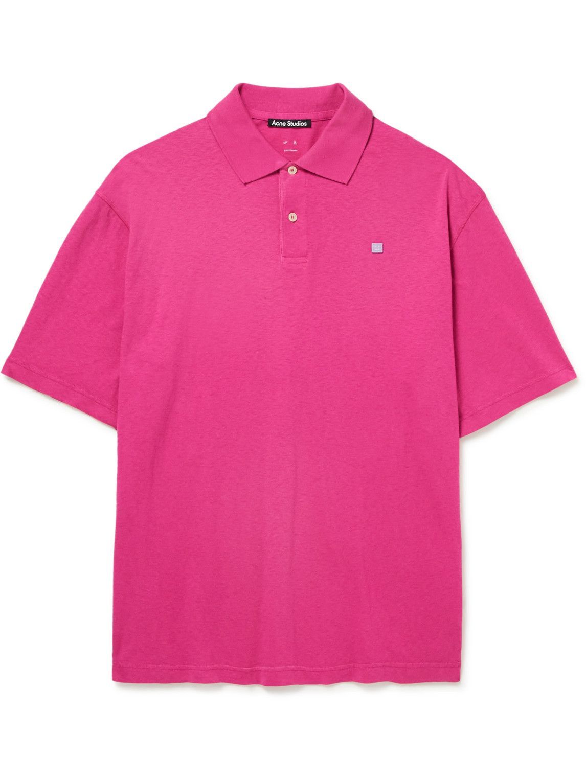 Acne Studios - Logo-Appliquéd Cotton-Jersey Polo Shirt - Pink Acne Studios