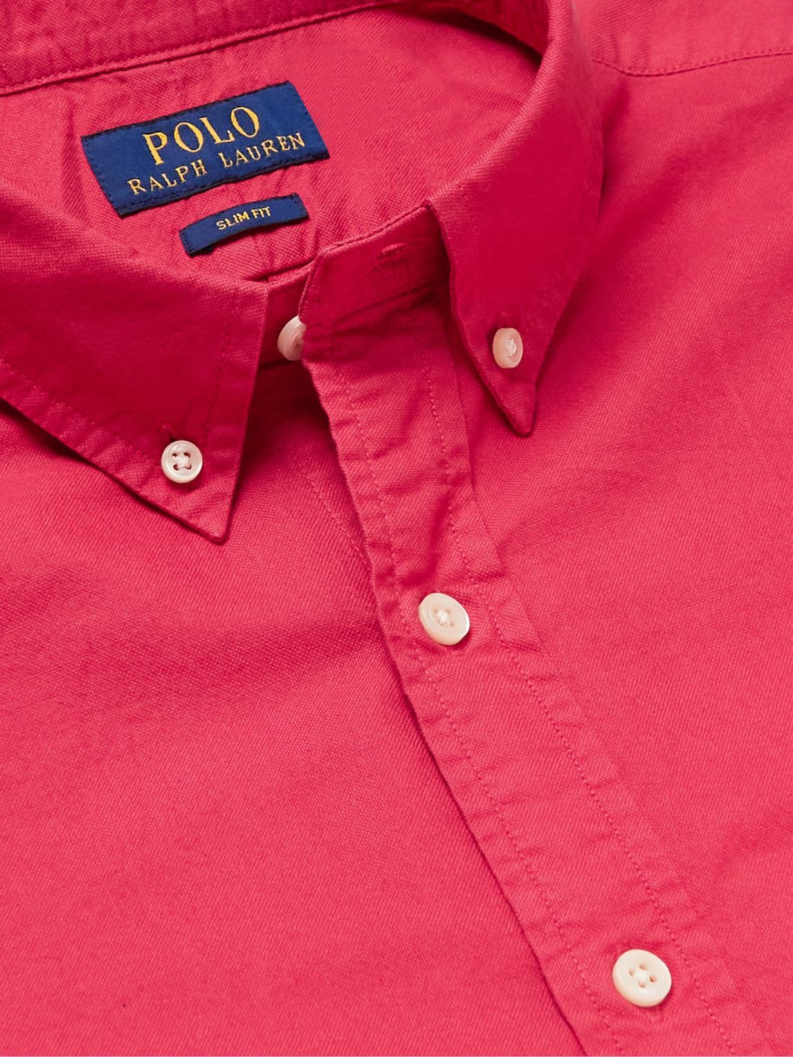 Polo Ralph Lauren - Slim-Fit Button-Down Collar Logo-Embroidered Cotton Oxford Shirt - Red