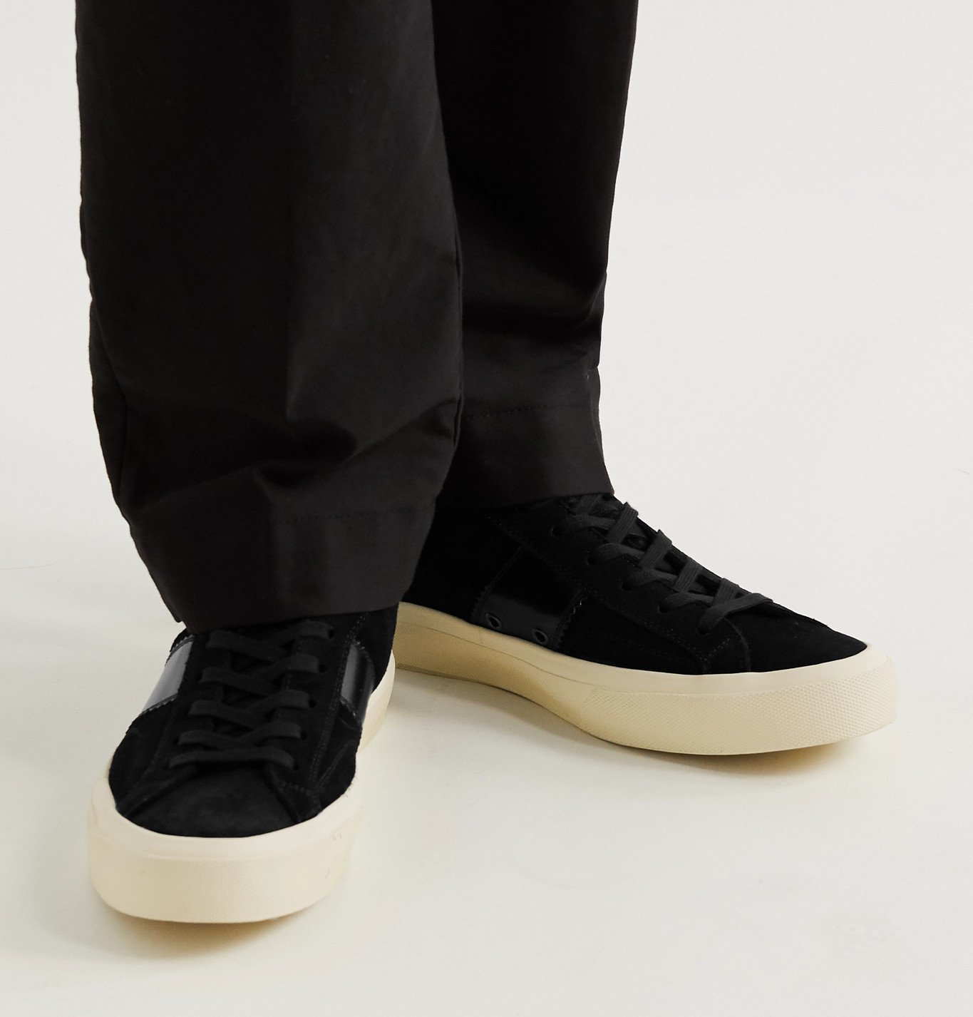 TOM FORD - Cambridge Leather-Trimmed Suede Sneakers - Black TOM FORD