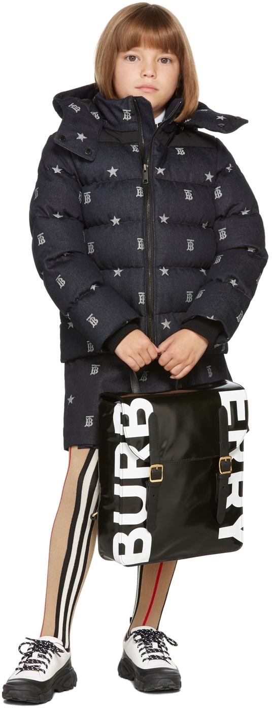 Photo: Burberry Kids Indigo Down Denim Star Monogram Puffer Jacket
