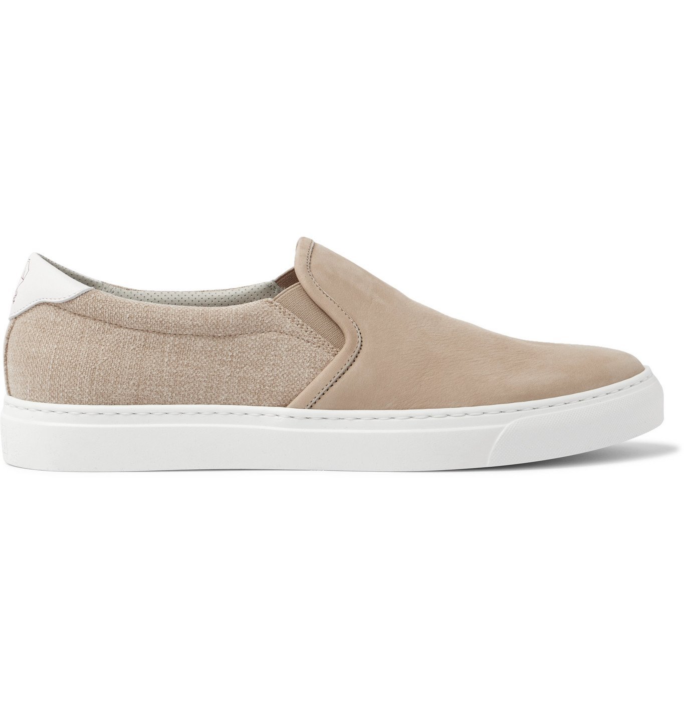 Brunello Cucinelli - Leather-Trimmed Nubuck and Canvas Slip-On Sneakers ...