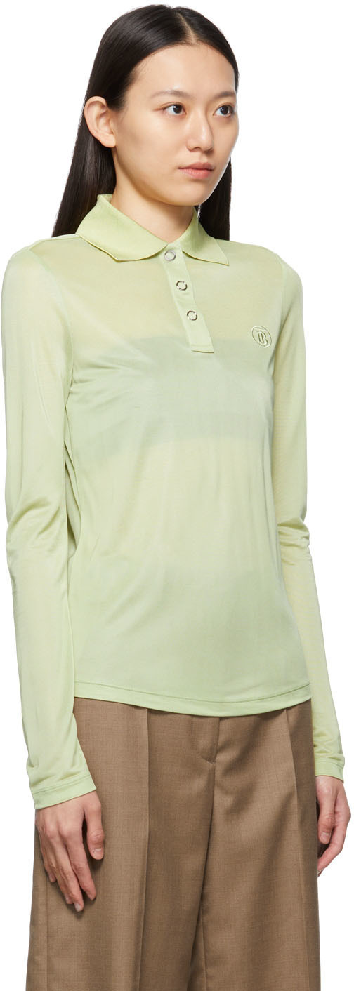 Burberry Green Louisa TB Long Sleeve Polo Burberry