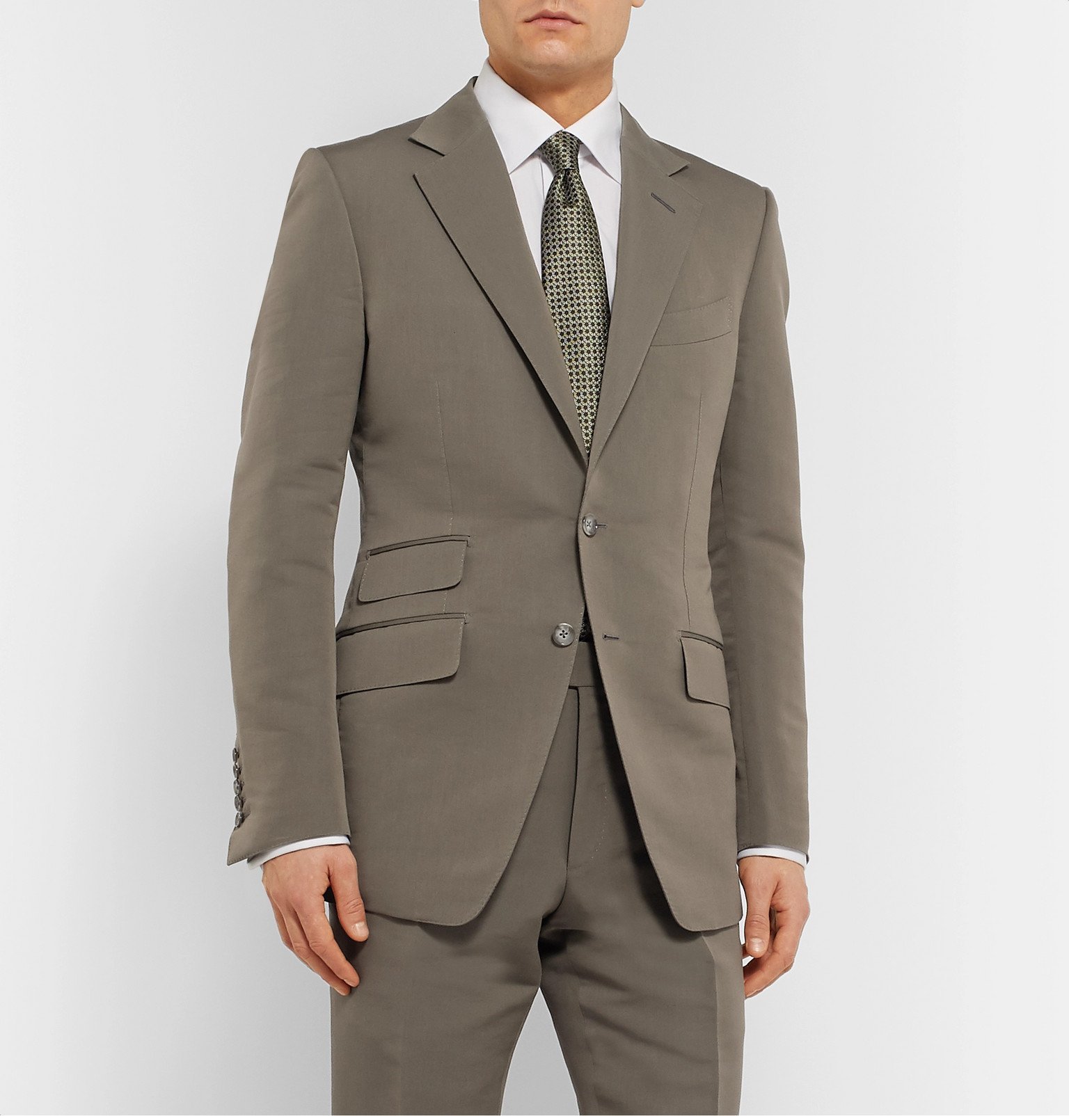 TOM FORD - Army-Green O'Connor Slim-Fit Cotton and Silk-Blend Suit Jacket - Green  TOM FORD