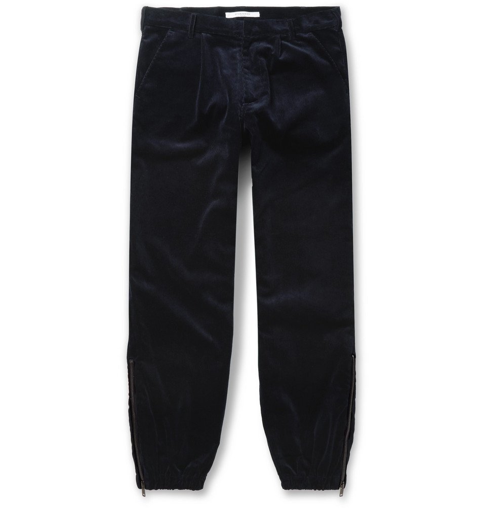 Givenchy - Tapered Cotton-Corduroy Trousers - Men - Navy Givenchy