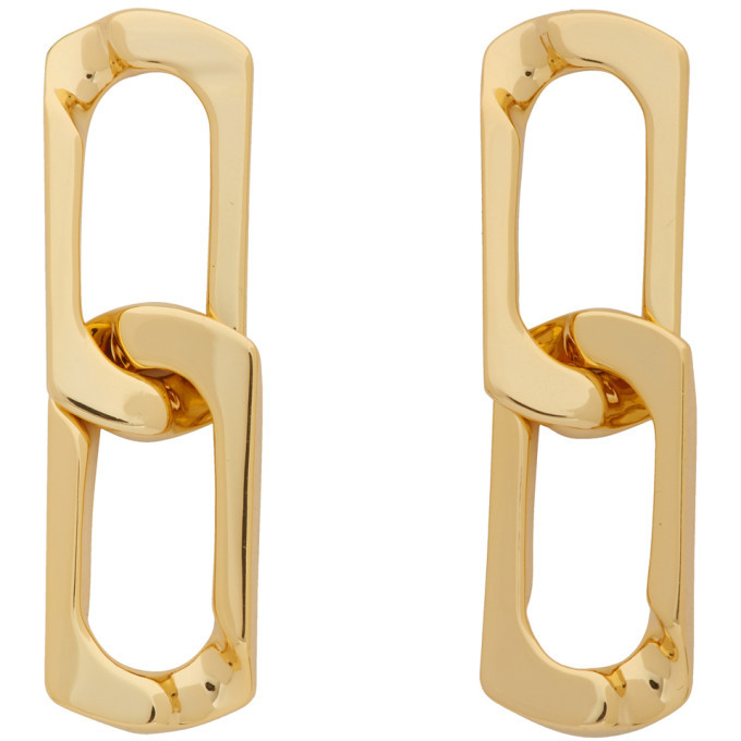 Numbering Gold Double Chain Link Earrings Numbering