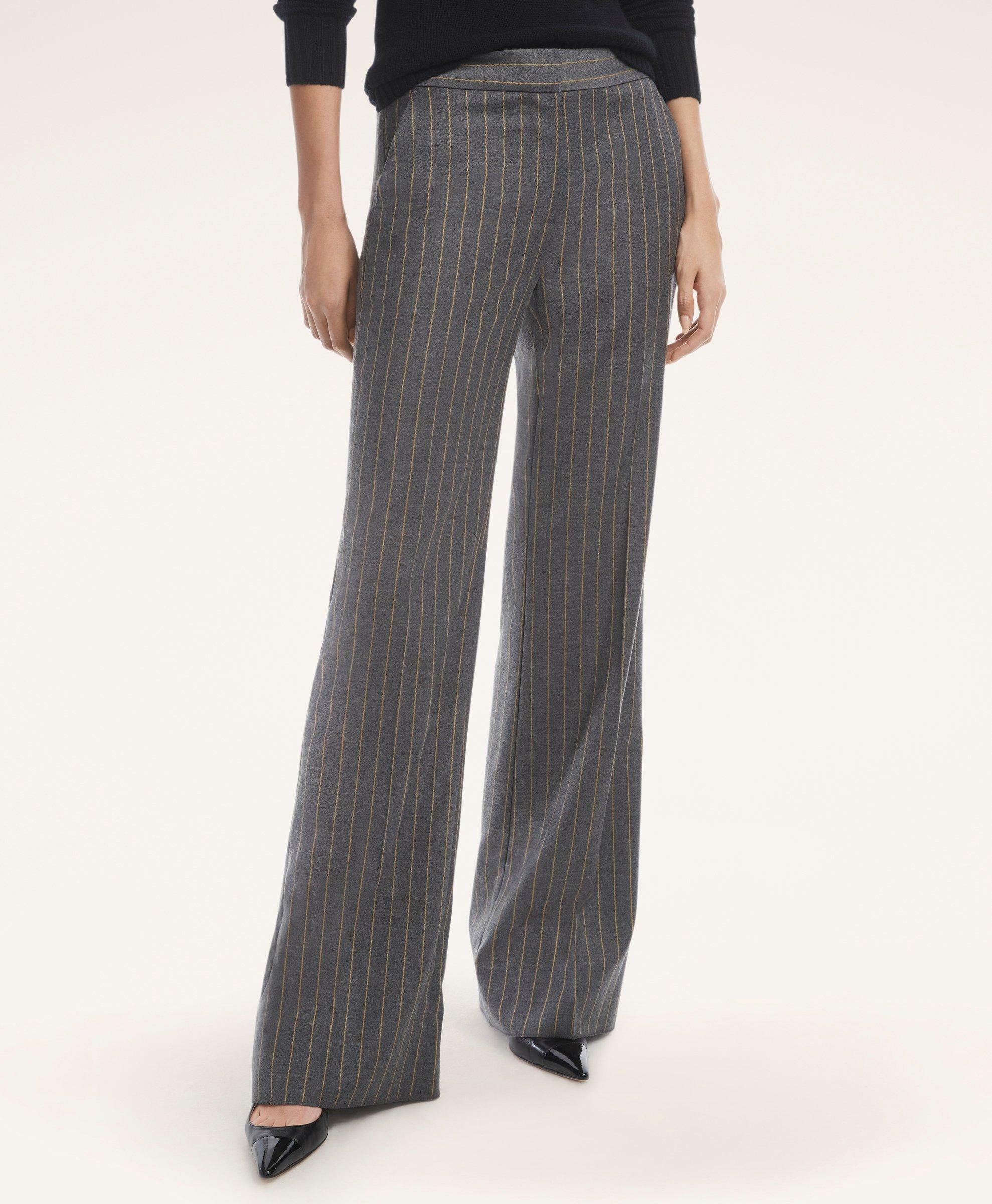 Brooks Brothers Women's Wool Stretch Flannel Pinstripe Trousers | Grey ...