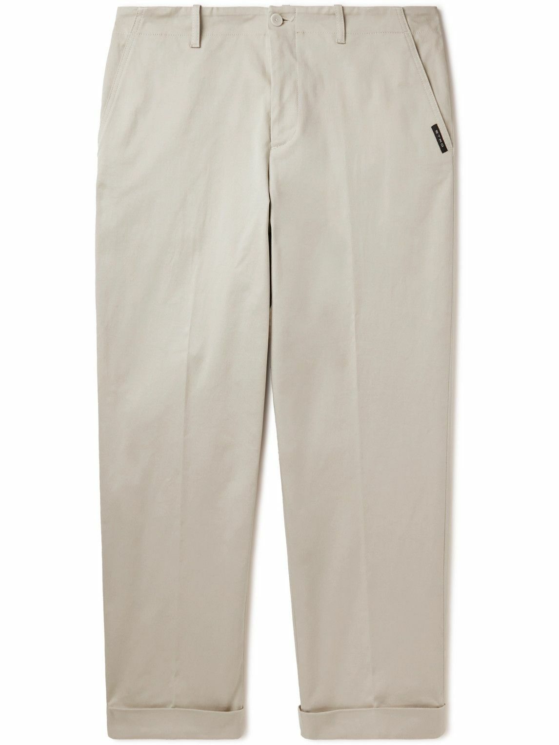 Photo: Etro - Straight-Leg Cotton-Blend Twill Trousers - Neutrals