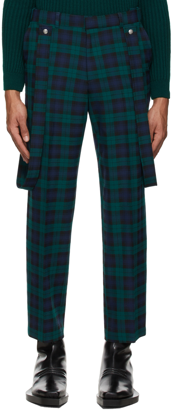 Thebe Magugu Green \u0026 Navy Check Trousers