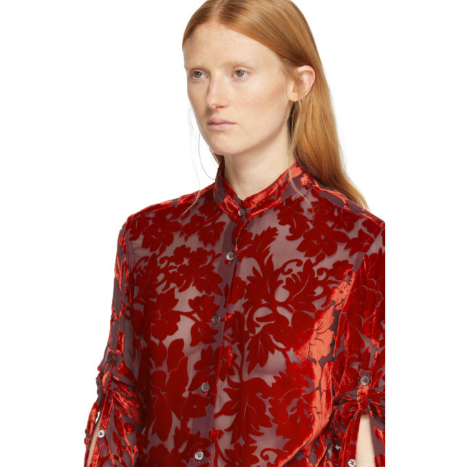 Ann Demeulemeester Red Floral Elma Shirt Ann Demeulemeester