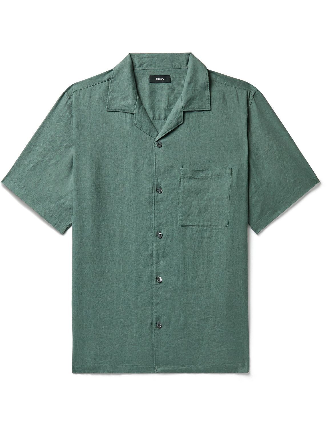 Theory Noll CampCollar Linen Shirt Green Theory