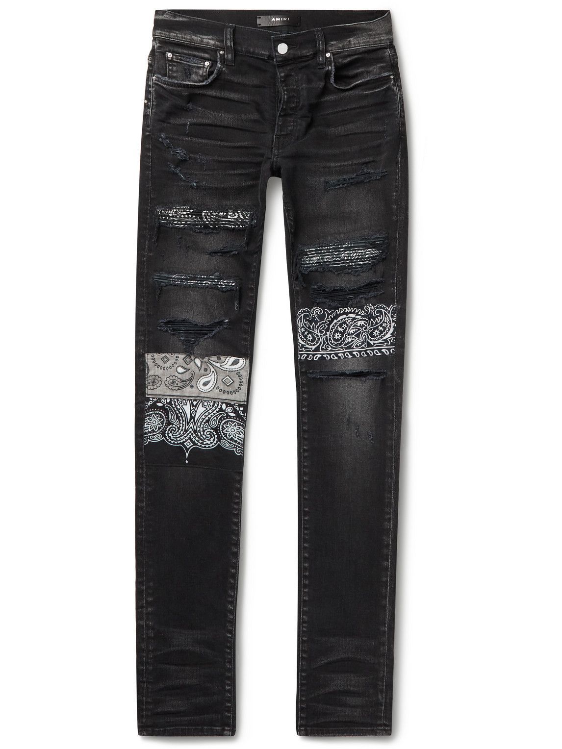 amiri jeans patchwork black